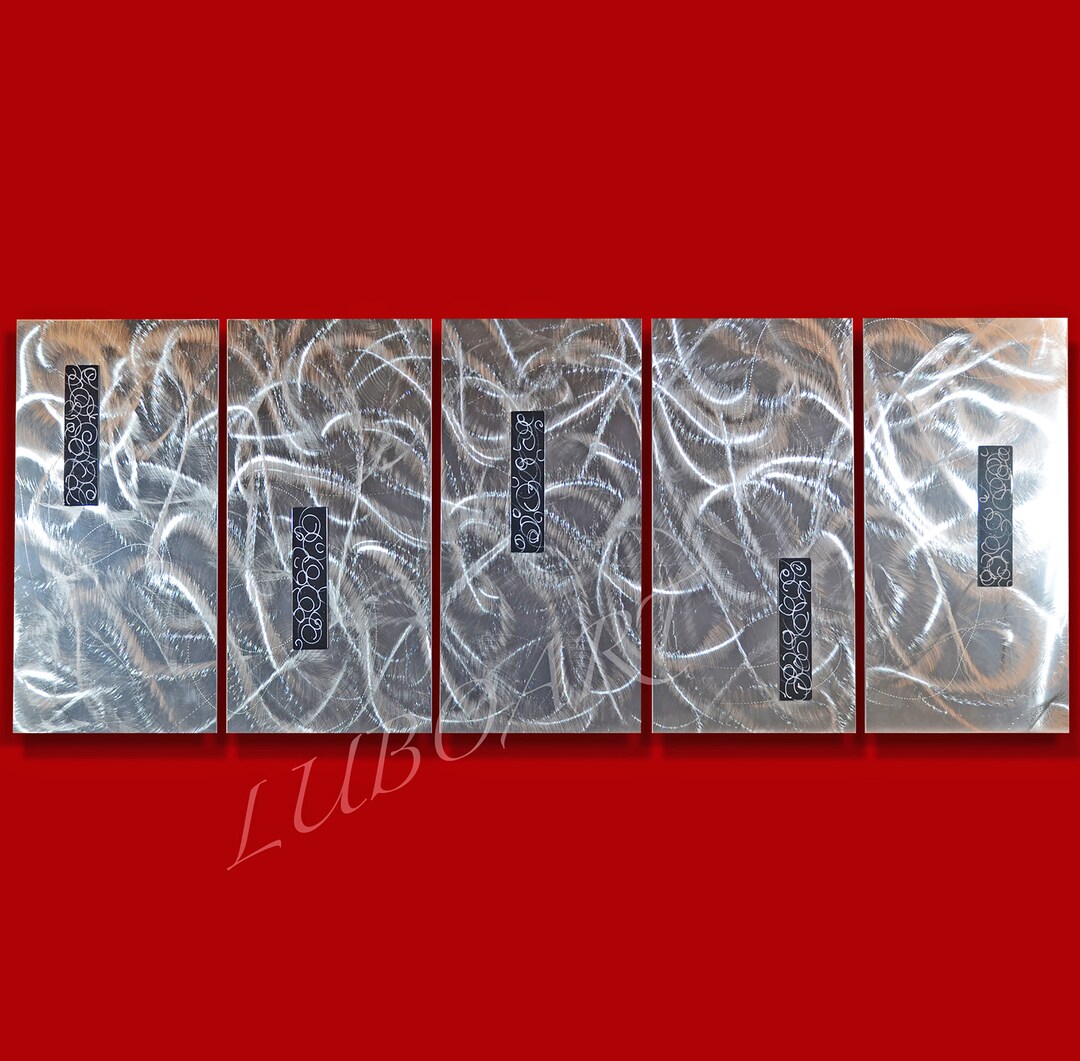 Black Silver Wall Decor Office Art Home Metal Patio Sculpture Etsy