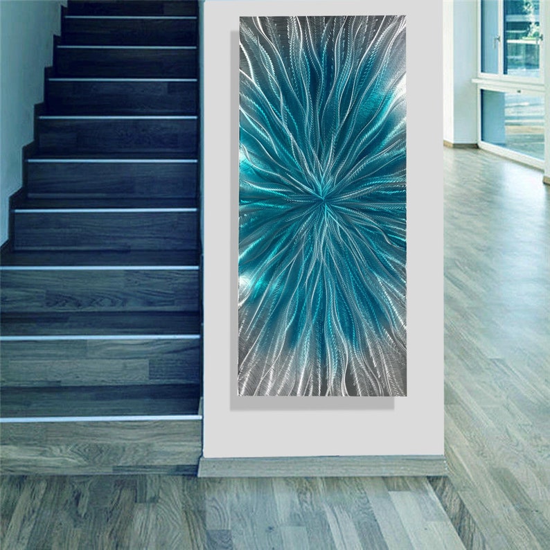 Turquoise Teal Metal.wall Decor, Lobby Decor Art, Coffee Bar Sculpture
