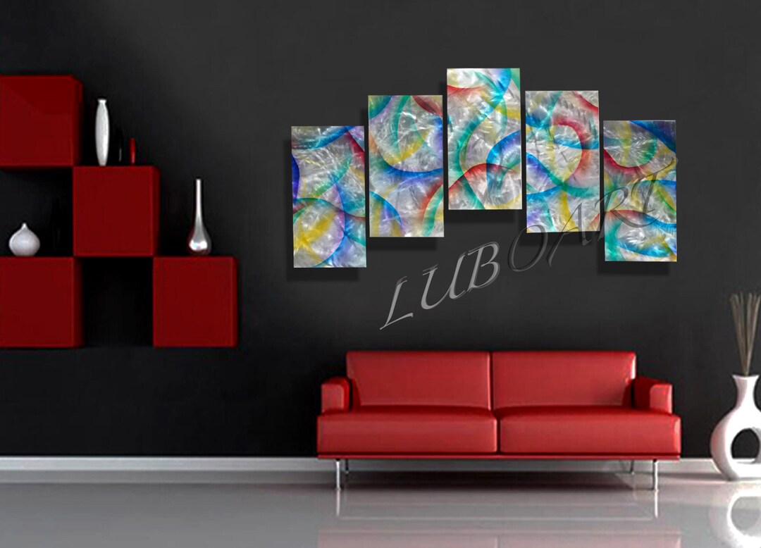 Multi Colour Wall Decor-abstract Wall Decor-metal Painting-hotel Lobby ...