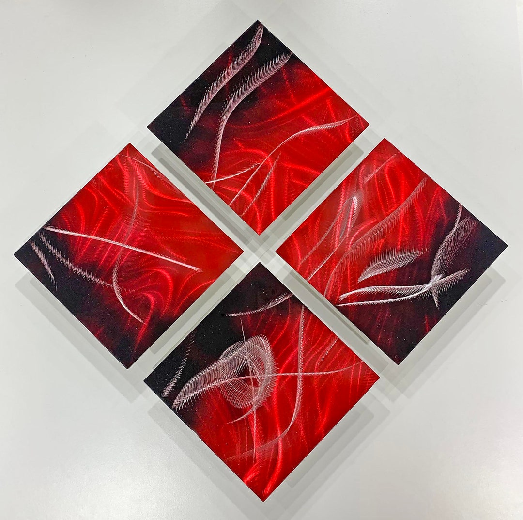 Abstract Red Black Metal Artred Wall Decorred Metal Artoffice Red