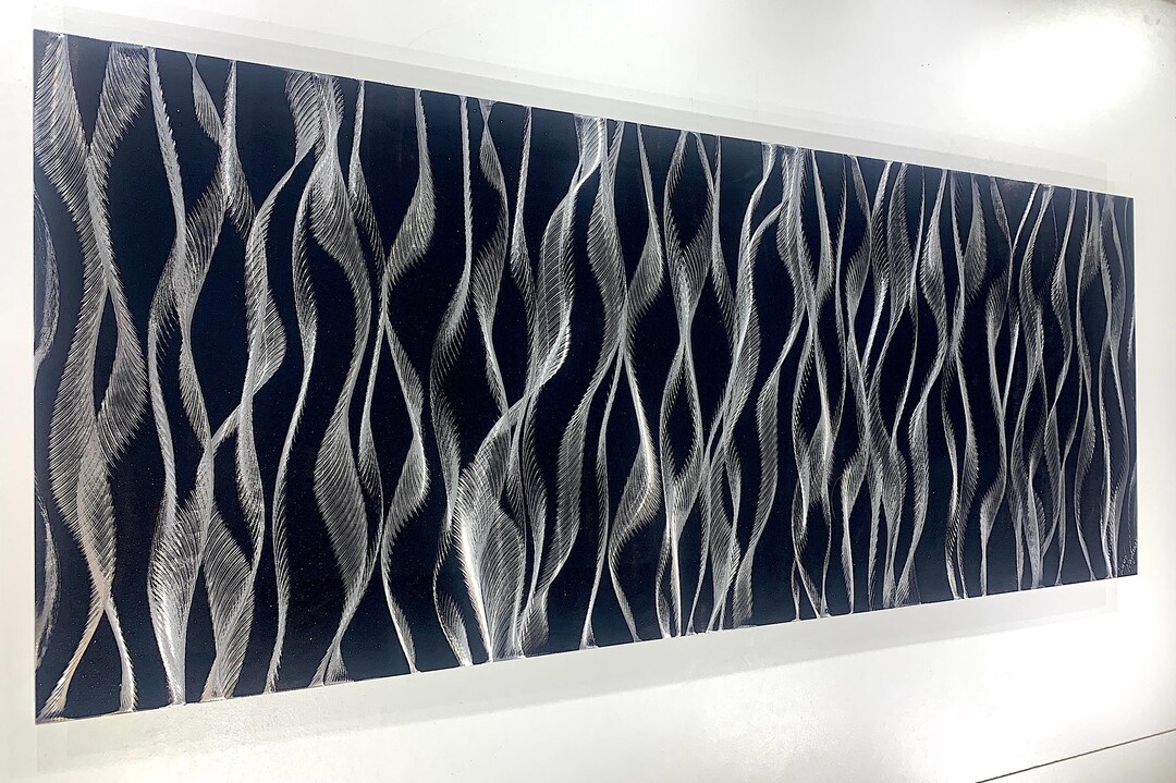View of Black Metal Home Decor, Black Silver Metal Wall Decor, Abstract Black ...