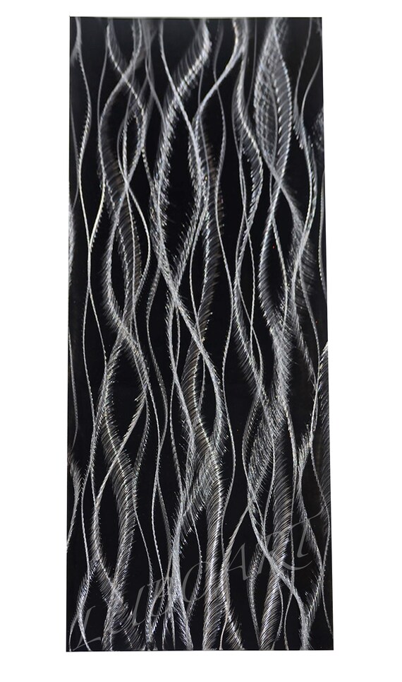 Black White Silver Art Metal Wall Painting Vertical Horizontal Etsy