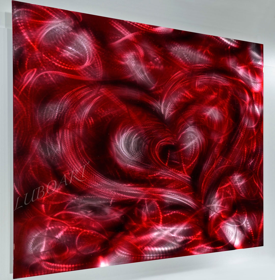 Red Black Wall Decor, HUGE Wall Painting, Large Metal Art, Big Modern ...