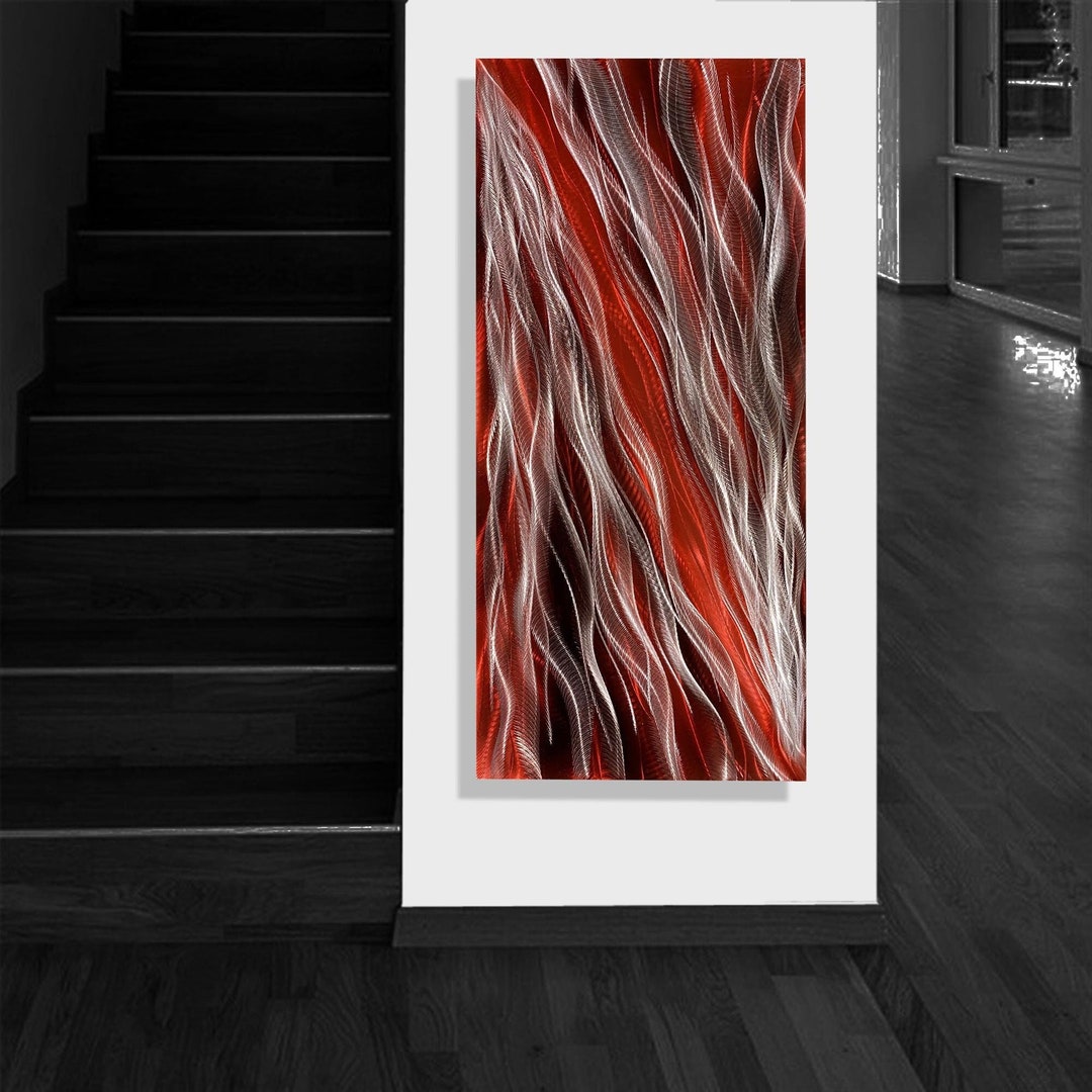 Red Black Wall Decor, Tall Art Wall Decor, Conference Room Entrance