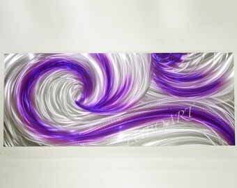 purple Metal wall decor-office home bedroom-yard swimming pool Art painting-Ocean sea wave-original not print handmade artist Lubo Naydenov