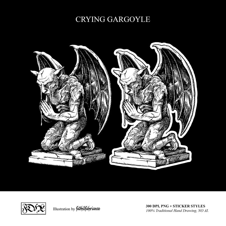 Gothic Crying Gargoyle PNG Clip Art, Medieval Monster Illustration ...