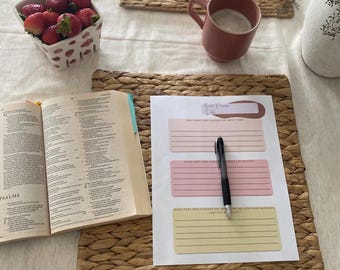 Bible Reading Reflection Printable | Scripture Study Worksheet | Christian Journal PDF