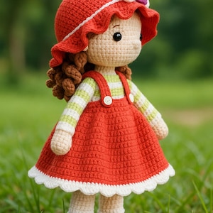 Handmade Crochet Doll – 30cm Amigurumi Girl with Removable Clothes – Collectible Gift