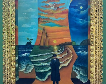 René Magritte oil on Canvas Framed.