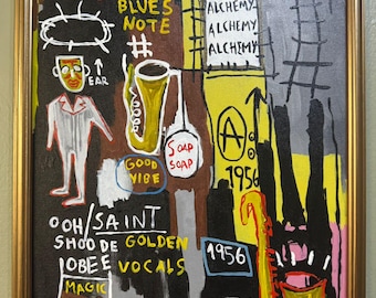 Jean-Michel Basquiat Oil on Canvas Framed