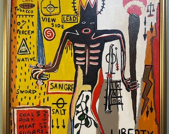 Jean-Michel Basquiat Oil on Canvas Framed