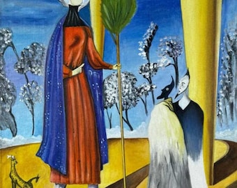 Leonora Carrington, Öl auf Leinwand