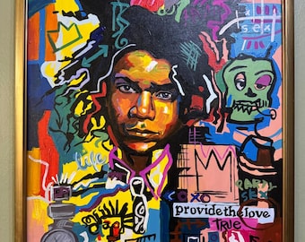Jean-Michel Basquiat Oil on Canvas Framed