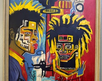 Jean-Michel Basquiat Oil on Board Framed
