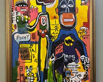 Jean-Michel Basquiat Oil on Canvas Framed