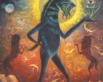 Leonora Carrington, Öl auf Leinwand