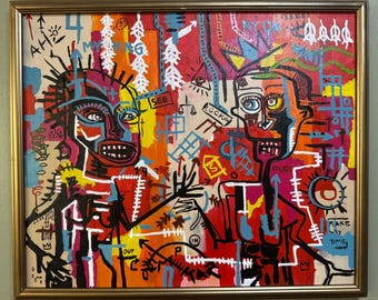 Jean-Michel Basquiat Oil on Canvas Framed