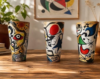 Set of 3 Ceramic Vases – Joan Miró Inspired Abstract Art Decor
