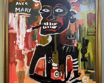 Jean-Michel Basquiat Oil on Canvas Framed