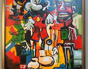 Jean-Michel Basquiat Oil on Canvas Framed
