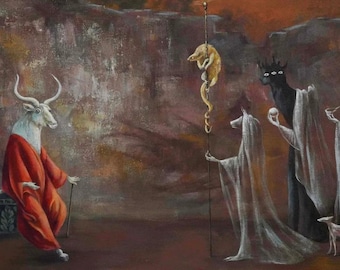 Leonora Carrington, Öl auf Leinwand