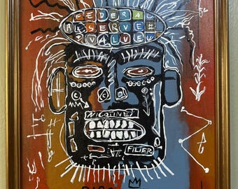 Jean-Michel Basquiat Oil on Canvas Framed