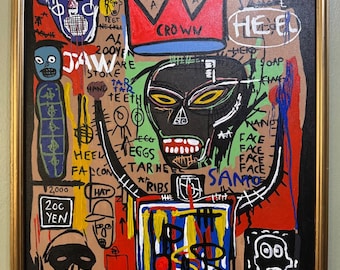 Jean-Michel Basquiat Oil on Canvas Framed