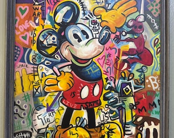 Jean-Michel Basquiat Oil on Board Framed