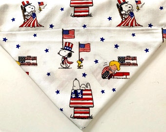 Red White and Blue Stars Over the Collar Dog Bandana Extra Small