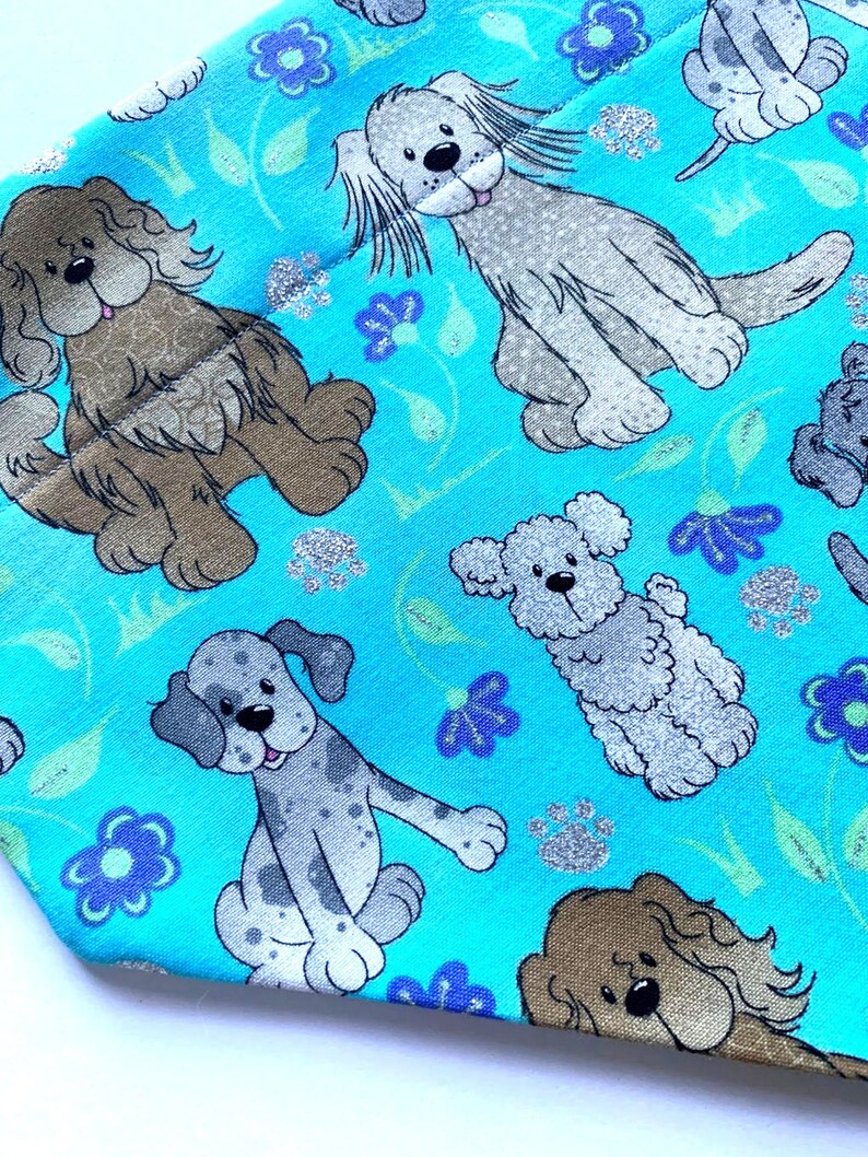 Blue Dog Bandana Assorted Dogs and Flowers Over the Collar Etsy