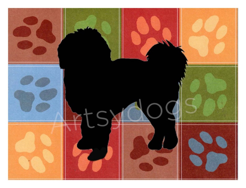 Havanese silhouette paw print note card stationery gift card blank card note card