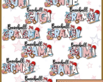 Baseball Family Matching Game Day PNG, Aunt Mama Gigi Grammy Mimi PNG, Baseball Mom Shirt, Cute Game Day Baseball Sublimation Files