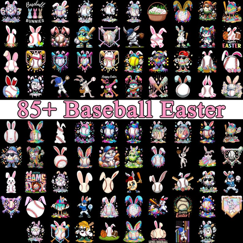 Easter Baseball PNG, Bunny Baseball Png, Cute Baseball Player ...