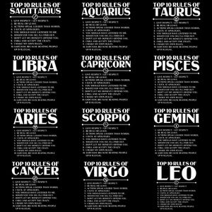 Horoscope symboles astrologie PNG, Top 10 règles des 12 signes du zodiaque Clipart, horoscope mystique Sublimation Design, téléchargement numérique
