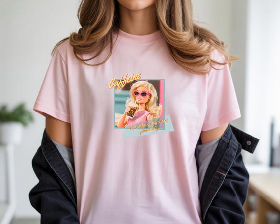 Barbie Iced Coffee Shirt, Vintage Barbie Retro Fashion, Coffee Lovers Tee, Womens Funny Barbie T-Shirt, Coffee Addiction Tee