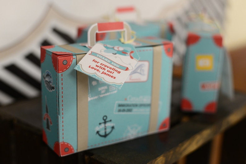 DIY Printable Suitcase Favor Box by BluGrass Designs Etsy