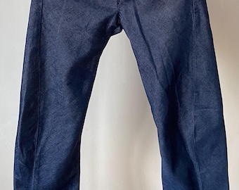 Calça jeans Levi's Engineered Vintage Nova com Etiquetas Lote 001 Corte Padrão W26 L32 - Jeans Listrado Azul Texturizado Y2K Anos 2000 Item de Colecionador Deadsto