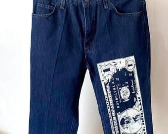 Levi's Sta Perst Vintage Reworked Denim Dollar and Cactus jeans W32L32