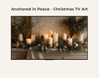 Cozy Fireplace Christmas TV Art – Neutral Holiday Screen Decor (Digital Download)