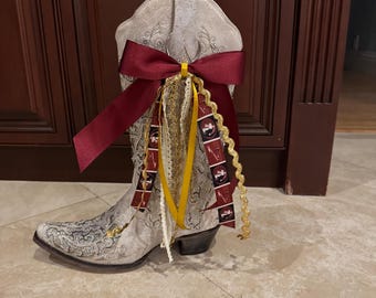 College inspired boot bow charms ribbons - custom made - CHOOSE SCHOOL (Price for one bow)