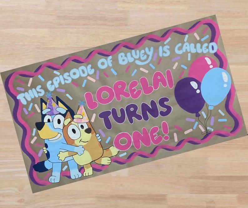 Hand Painted Custom Party Banner – Personalized Birthday Backdrop afbeelding 2