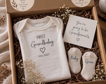 Primer nieto/a. Regalo personalizado para anunciar el embarazo a los abuelos: caja magnética para anunciar la llegada del bebé. Primer nieto/a, noticia de que viene un bebé en camino.