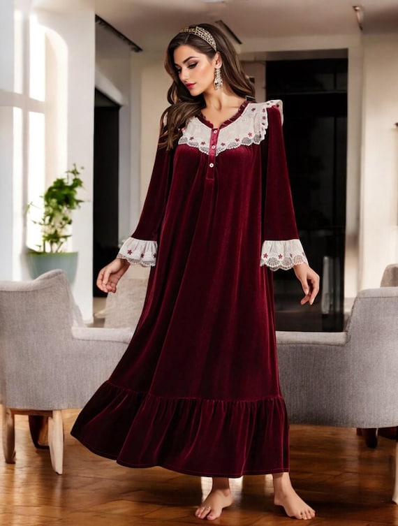 loose fitting night dress Loose Fit Crew Neck 3/4 Sleeve Nightdress