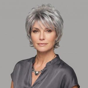 Dark Ash Brown Pixie Wig, mature women wig, starter, alopecia hairloss hairpiece, volume permatease highlighted