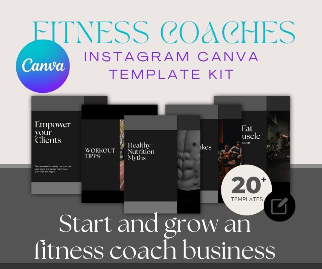 Fitness Coach Instagram Canva Templates – Modern Social Media Carousel ...