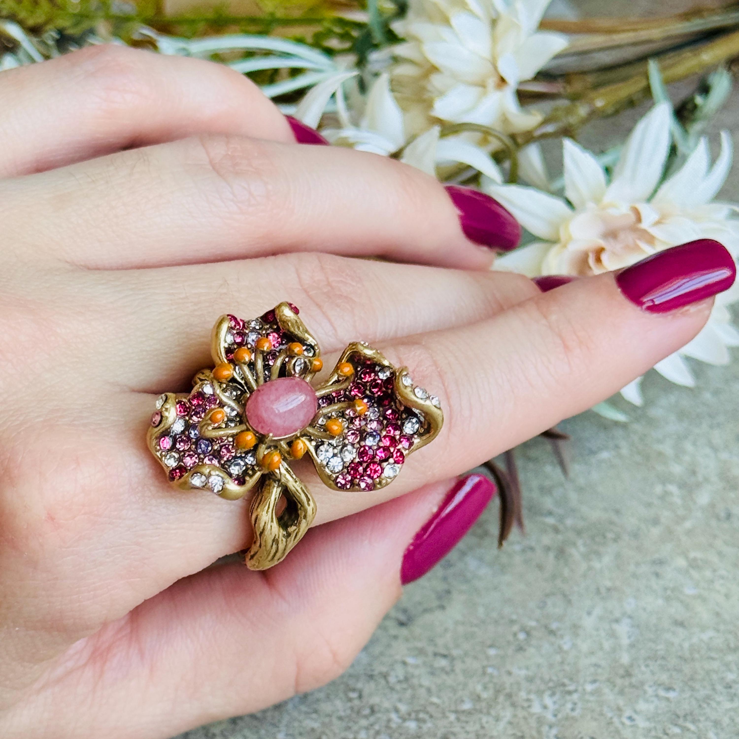 Bague Cocktail Fantaisie - Alliage Doré Avec Zircone Rouge Et Blanc