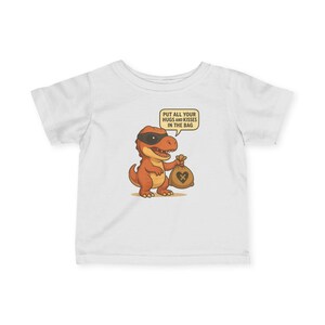 Dinosaur Bandit Infant Tee, Cute Baby Shirt, Funny Toddler T-Shirt, Unique Kids Clothing, Perfect for Birthday or Playtime