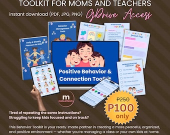 Kit de herramientas para el comportamiento positivo: Planificador infantil, afirmaciones, temas de conversación (PDF imprimible + plantilla de Canva)