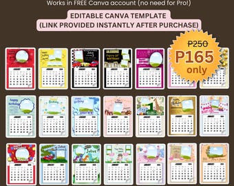 Plantilla de mini calendario 2026: recuerdo de fiesta de 4x6 (Canva editable, descarga digital)