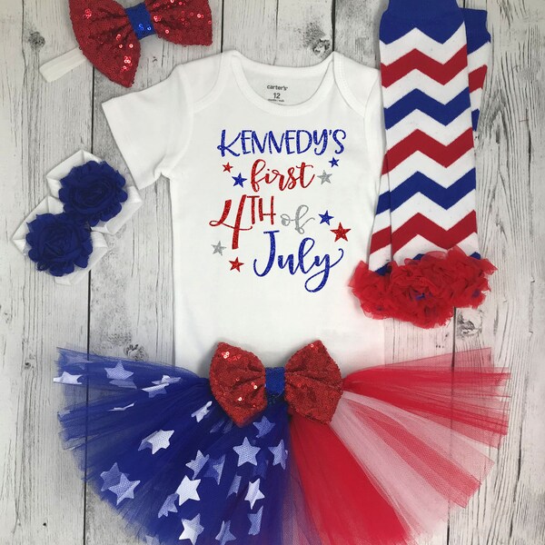 4th of July outfit baby, Personalized 4th of July pageant outfit, baby girl 4th of july outfit, leg warmers headband, 4th of July baby